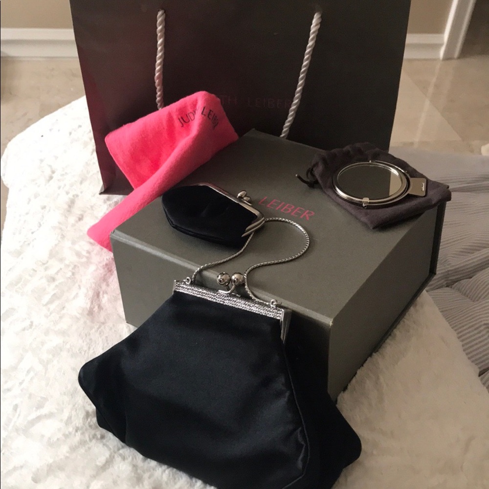 Judith Leiber Satin Swarovski evening purse